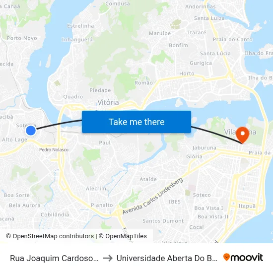Rua Joaquim Cardoso, 36 to Universidade Aberta Do Brasil map