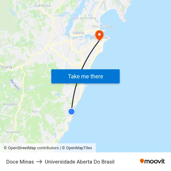 Doce Minas to Universidade Aberta Do Brasil map