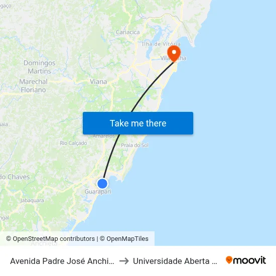 Avenida Padre José Anchieta, 1643 to Universidade Aberta Do Brasil map