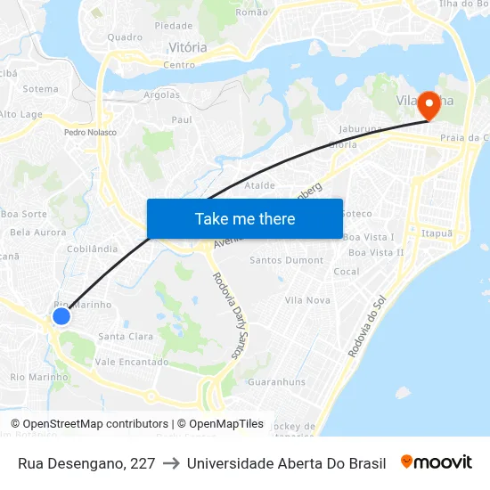 Rua Desengano, 227 to Universidade Aberta Do Brasil map