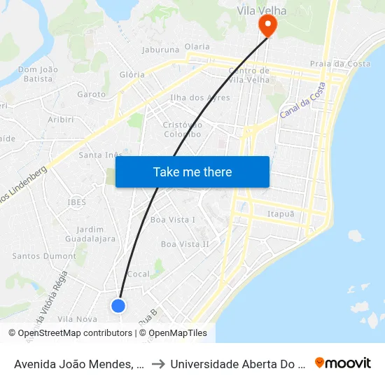 Avenida João Mendes, 1125 to Universidade Aberta Do Brasil map