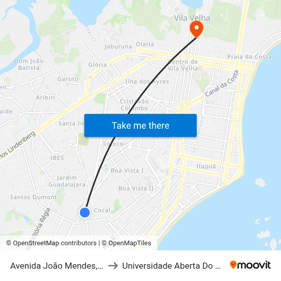 Avenida João Mendes, 164 to Universidade Aberta Do Brasil map
