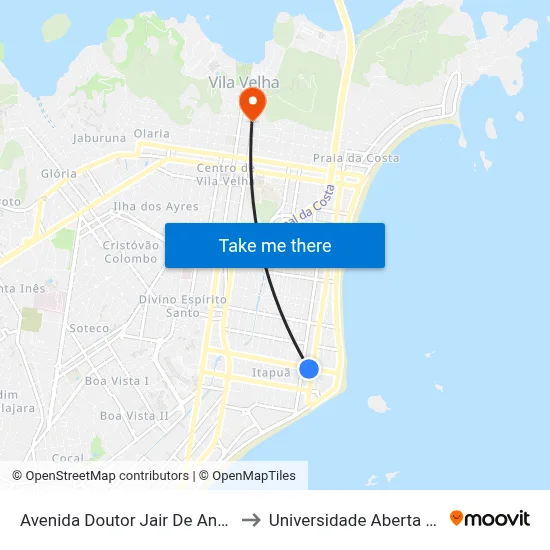 Avenida Doutor Jair De Andrade, 268 to Universidade Aberta Do Brasil map