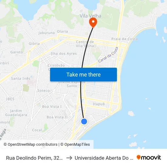 Rua Deolindo Perim, 326-338 to Universidade Aberta Do Brasil map