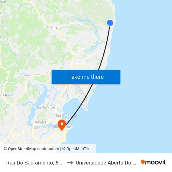 Rua Do Sacramento, 61-125 to Universidade Aberta Do Brasil map