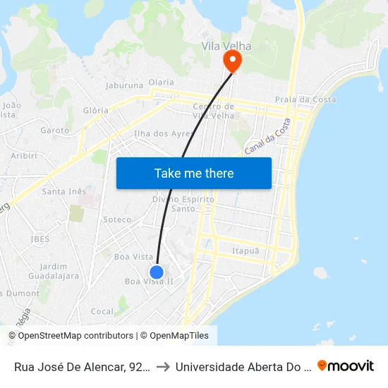 Rua José De Alencar, 920-950 to Universidade Aberta Do Brasil map