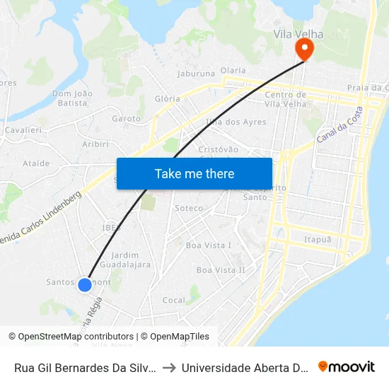 Rua Gil Bernardes Da Silveira, 64 to Universidade Aberta Do Brasil map