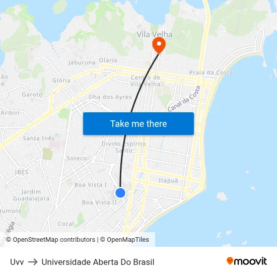 Uvv to Universidade Aberta Do Brasil map
