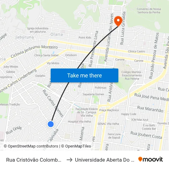 Rua Cristóvão Colombo, 855 to Universidade Aberta Do Brasil map