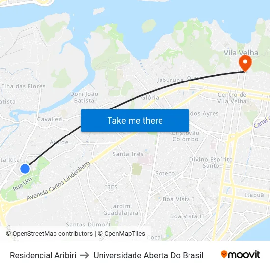 Residencial Aribiri to Universidade Aberta Do Brasil map