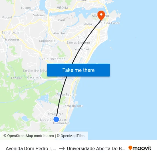 Avenida Dom Pedro I, 117 to Universidade Aberta Do Brasil map