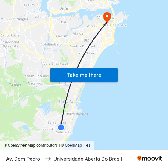 Av. Dom Pedro I to Universidade Aberta Do Brasil map