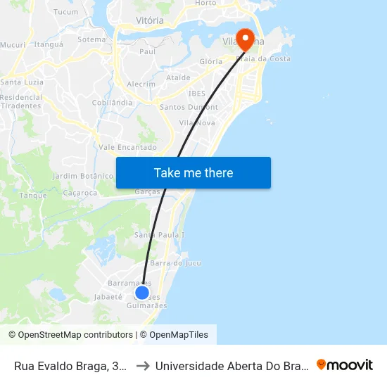 Rua Evaldo Braga, 396 to Universidade Aberta Do Brasil map