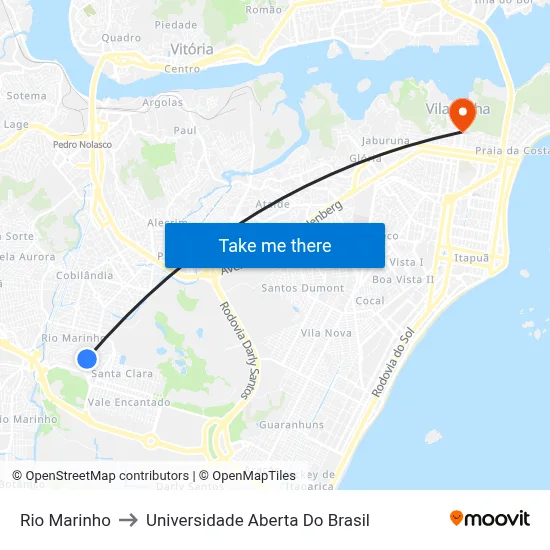 Rio Marinho to Universidade Aberta Do Brasil map
