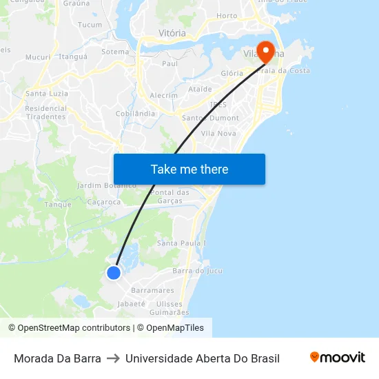 Morada Da Barra to Universidade Aberta Do Brasil map