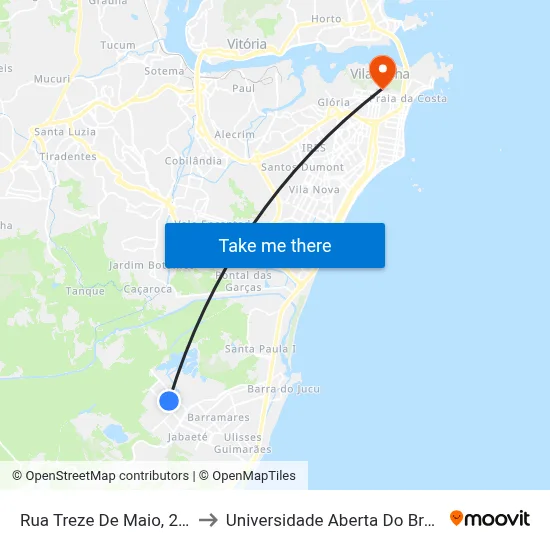 Rua Treze De Maio, 249 to Universidade Aberta Do Brasil map