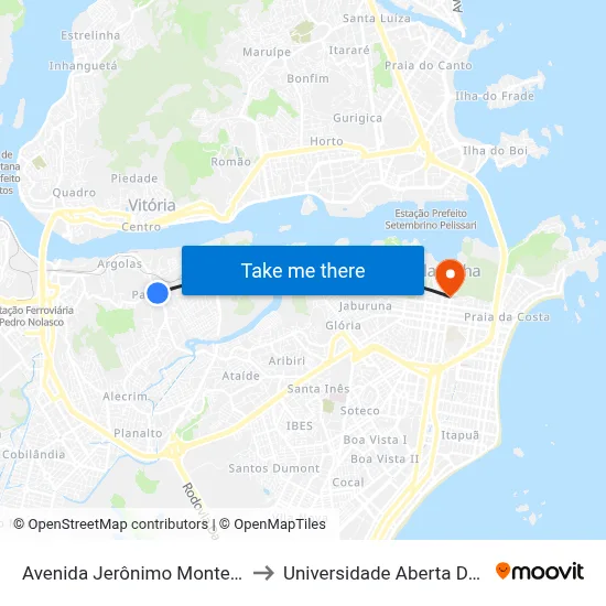Avenida Jerônimo Monteiro, 321 to Universidade Aberta Do Brasil map