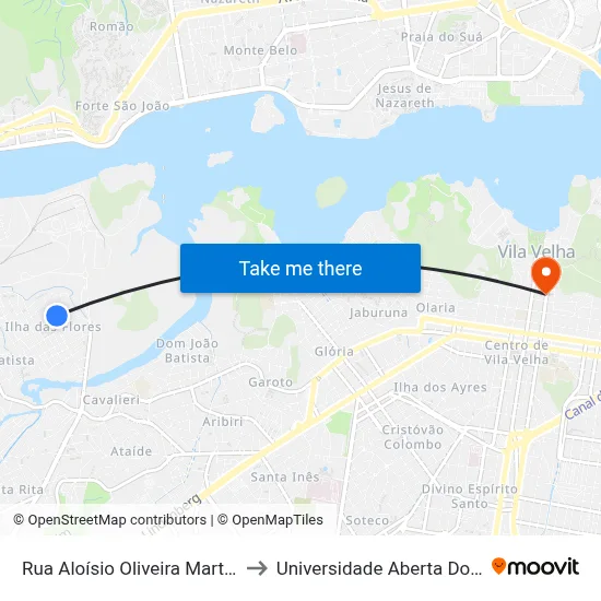Rua Aloísio Oliveira Martins, 26 to Universidade Aberta Do Brasil map
