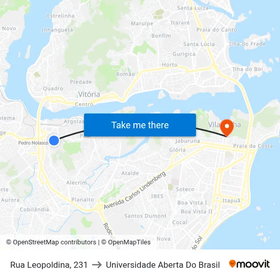 Rua Leopoldina, 231 to Universidade Aberta Do Brasil map