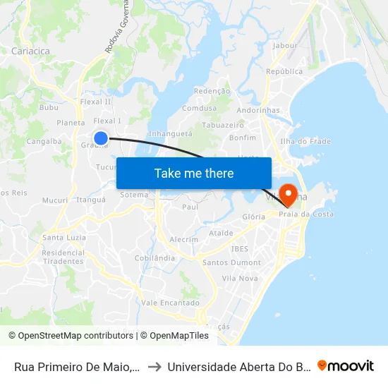 Rua Primeiro De Maio, 137 to Universidade Aberta Do Brasil map
