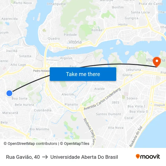 Rua Gavião, 40 to Universidade Aberta Do Brasil map