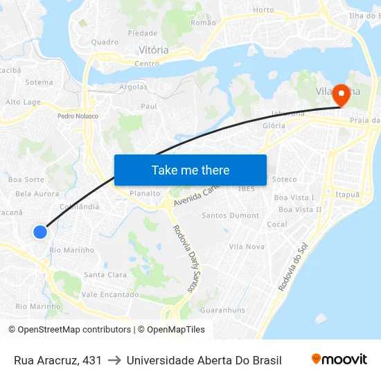 Rua Aracruz, 431 to Universidade Aberta Do Brasil map