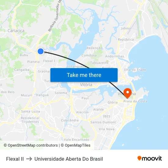 Flexal II to Universidade Aberta Do Brasil map