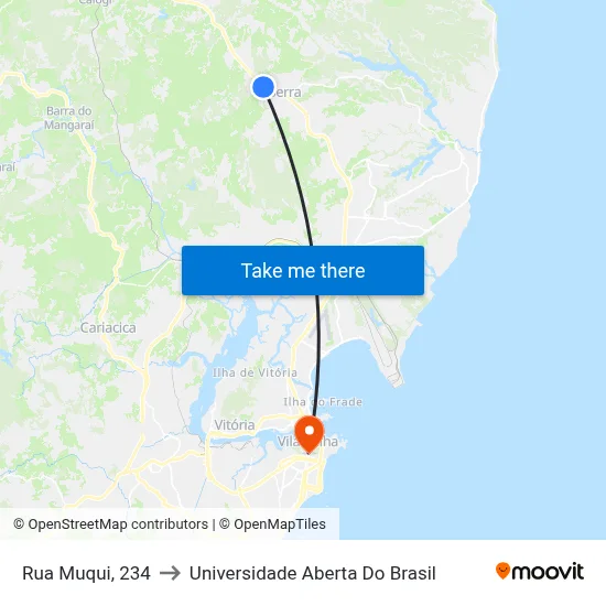 Rua Muqui, 234 to Universidade Aberta Do Brasil map