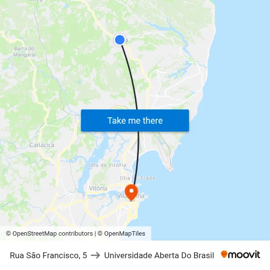 Rua São Francisco, 5 to Universidade Aberta Do Brasil map