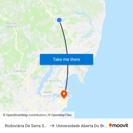 Rodoviária De Serra Sede to Universidade Aberta Do Brasil map