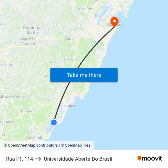 Rua F1, 114 to Universidade Aberta Do Brasil map