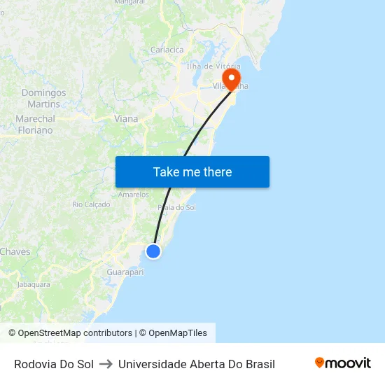 Rodovia Do Sol to Universidade Aberta Do Brasil map