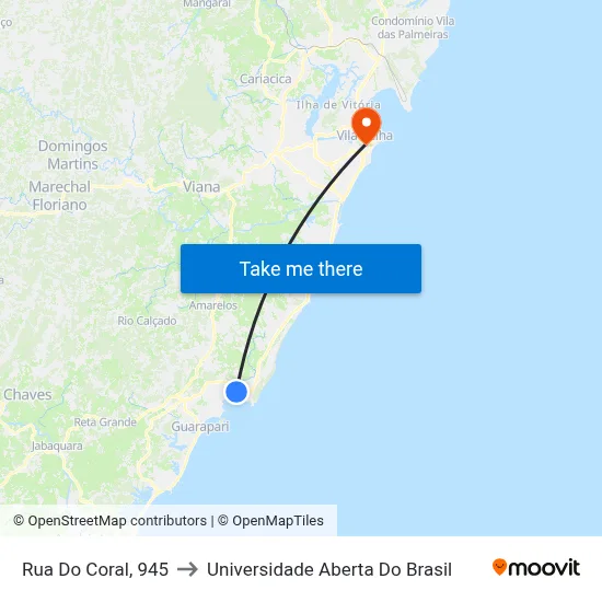 Rua Do Coral, 945 to Universidade Aberta Do Brasil map