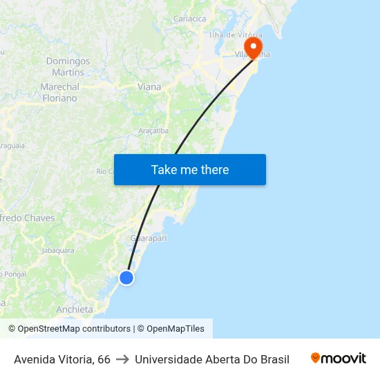 Avenida Vitoria, 66 to Universidade Aberta Do Brasil map