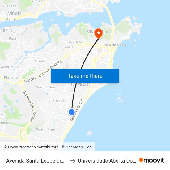 Avenida Santa Leopoldina, 410 to Universidade Aberta Do Brasil map