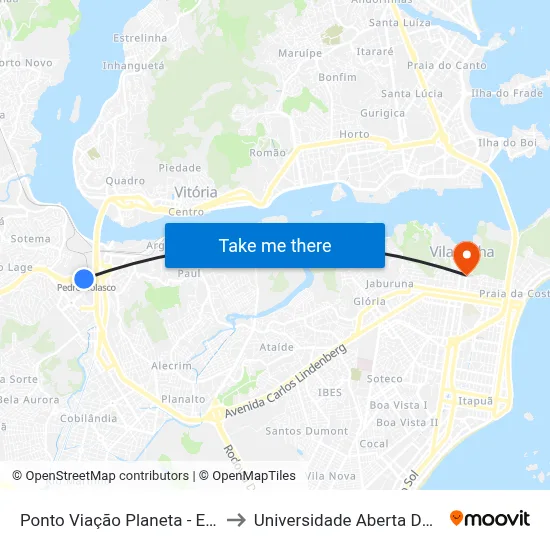 Ponto Viação Planeta - Estação to Universidade Aberta Do Brasil map