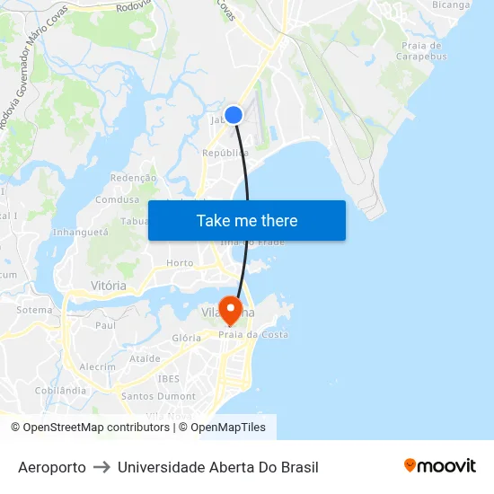 Aeroporto to Universidade Aberta Do Brasil map