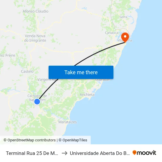 Terminal Rua 25 De Março to Universidade Aberta Do Brasil map