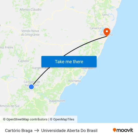 Cartório Braga to Universidade Aberta Do Brasil map