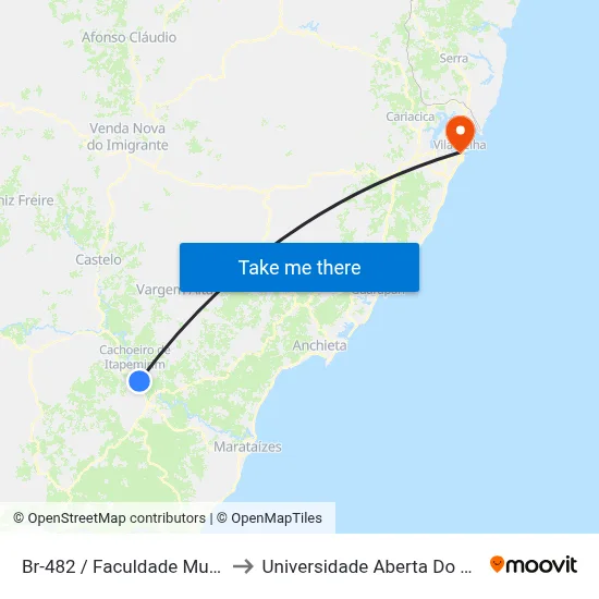 Br-482 / Faculdade Multivix to Universidade Aberta Do Brasil map