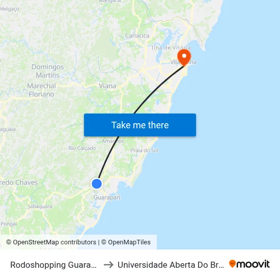 Rodoshopping Guarapari to Universidade Aberta Do Brasil map