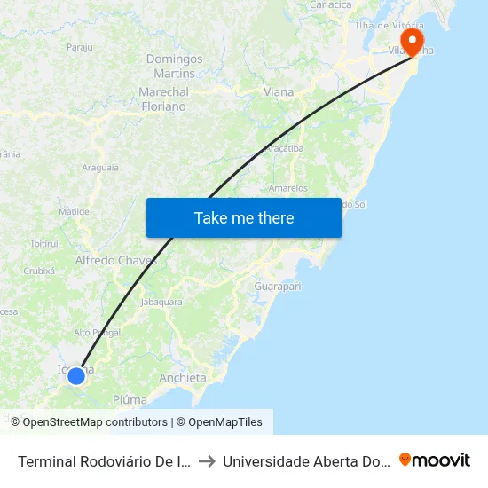 Terminal Rodoviário De Iconha to Universidade Aberta Do Brasil map