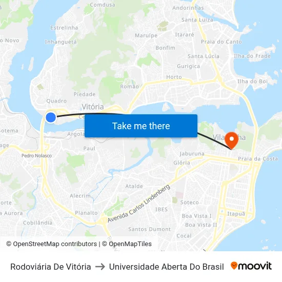 Rodoviária De Vitória to Universidade Aberta Do Brasil map