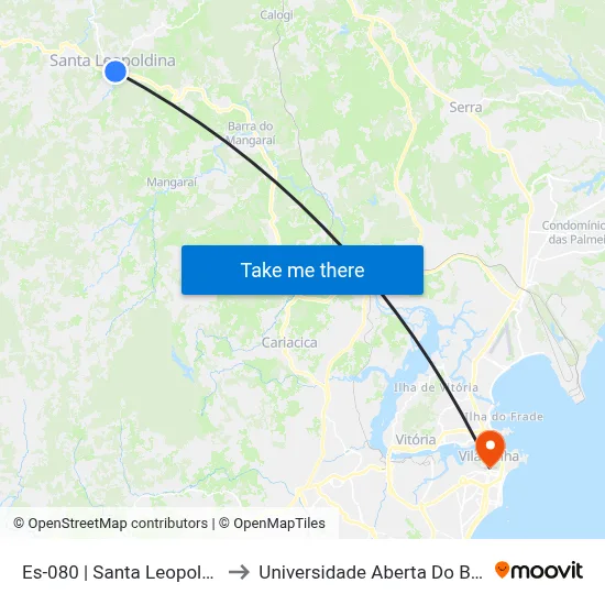 Es-080 | Santa Leopoldina to Universidade Aberta Do Brasil map