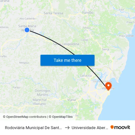 Rodoviária Municipal De Santa Maria De Jetibá to Universidade Aberta Do Brasil map