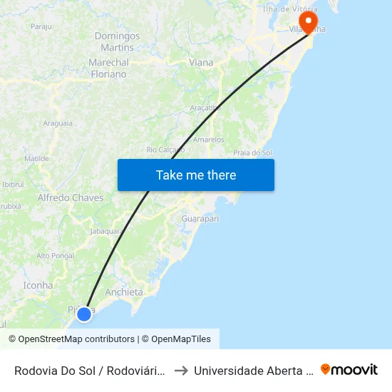 Rodovia Do Sol / Rodoviária De Piúma to Universidade Aberta Do Brasil map