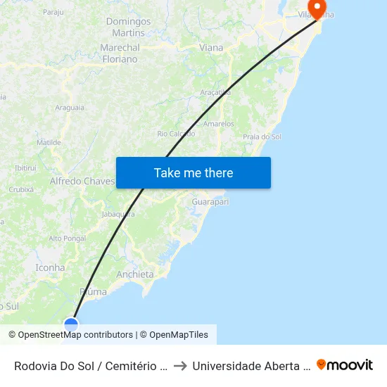 Rodovia Do Sol / Cemitério De Itaipava to Universidade Aberta Do Brasil map