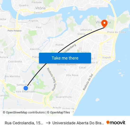 Rua Cedrolandia, 1540 to Universidade Aberta Do Brasil map
