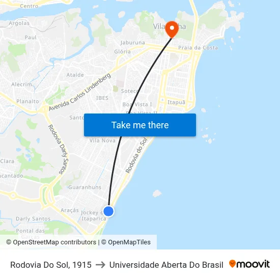 Rodovia Do Sol, 1915 to Universidade Aberta Do Brasil map