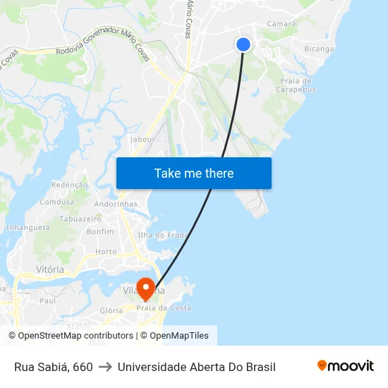 Rua Sabiá, 660 to Universidade Aberta Do Brasil map